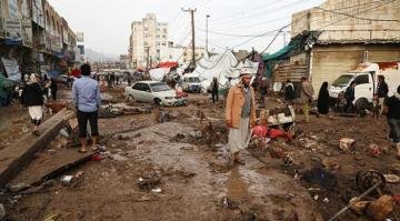 Yemen’in başkenti Sana’nın Eski Şehir bölgesinde sel felaketi