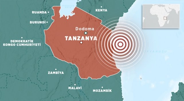 Doğu Afrika ülkesi Tanzanya’da 6 büyüklüğünde deprem meydana geldi.